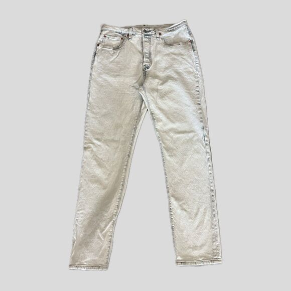 Levi's 501 White Blue Acid Wash Mid Rise Button Fly Cotton Denim Jeans 31 x 30 - Picture 1 of 7